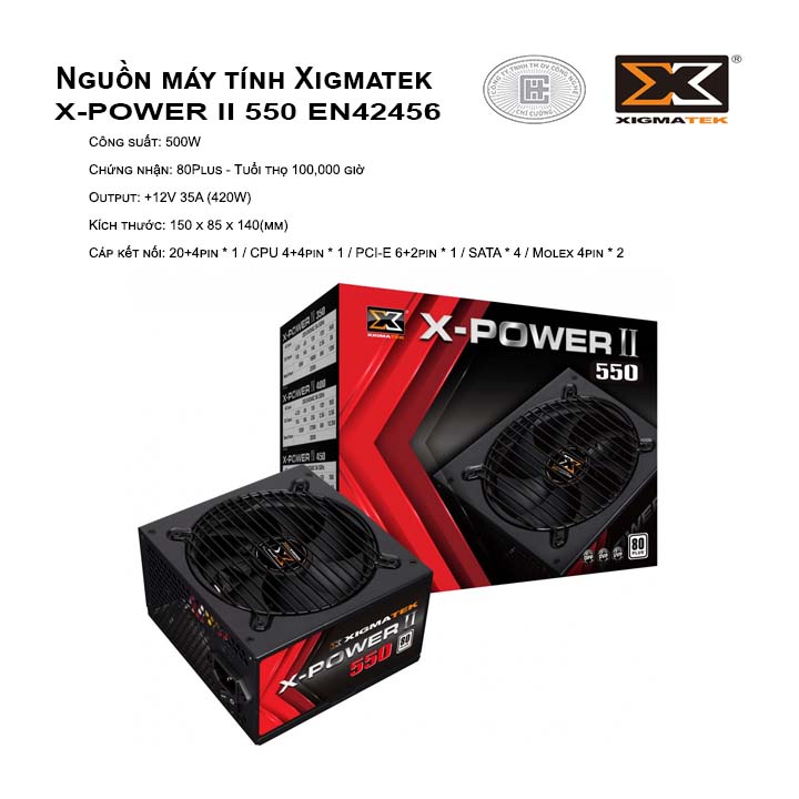 Nguồn máy tính XIGMATEK X-POWER II 550 (EN42456) 80PLUS