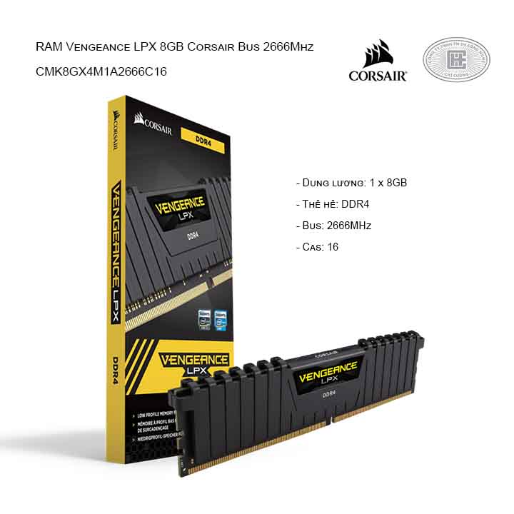 RAM desktop CORSAIR Vengeance LPX CMK8GX4M1A2666C16 (1x8GB) DDR4 2666MHz