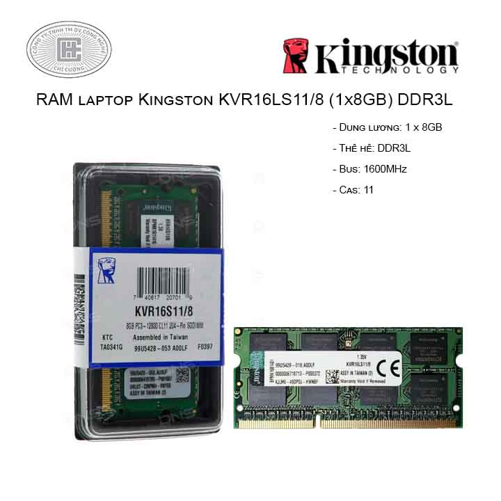 RAM Laptop Kingston 8GB Bus 1600MHz - KVR16LS11/8