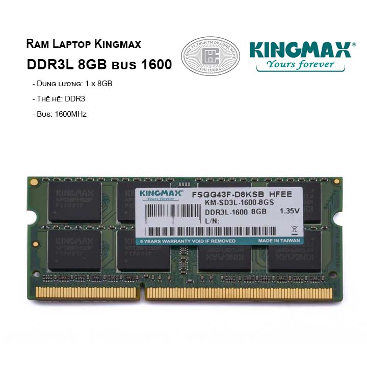 Ram Laptop Kingmax DDR3L 8GB bus 1600