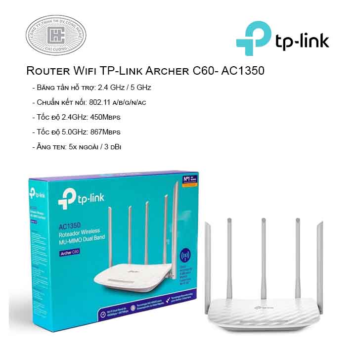 Router Wi-Fi Băng tần kép AC1350 - Archer C60