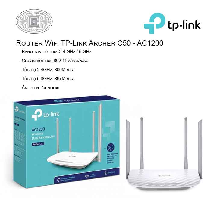 Router Wi-Fi Băng Tần Kép AC1200 - Archer C50