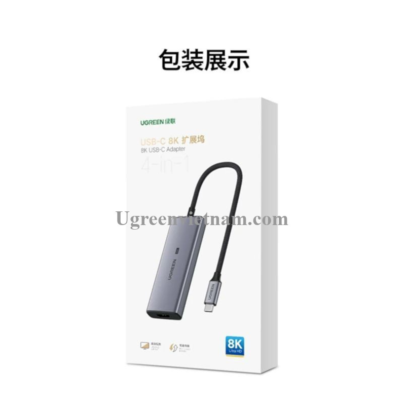 Bộ chuyển đổi USB Type C ra 3 × Usb 3.0 + Hdmi 8K 30Hz 15cm Ugreen CM500 50629