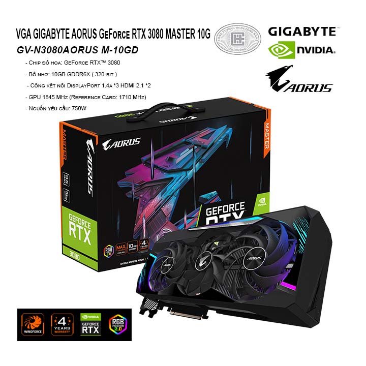 VGA GIGABYTE AORUS GeForce RTX 3080 MASTER 10G (GV-N3080AORUS M-10GD)