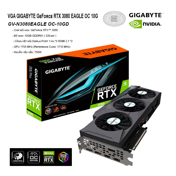 VGA GIGABYTE GeForce RTX 3080 EAGLE OC 10G (GV-N3080EAGLE OC-10GD)
