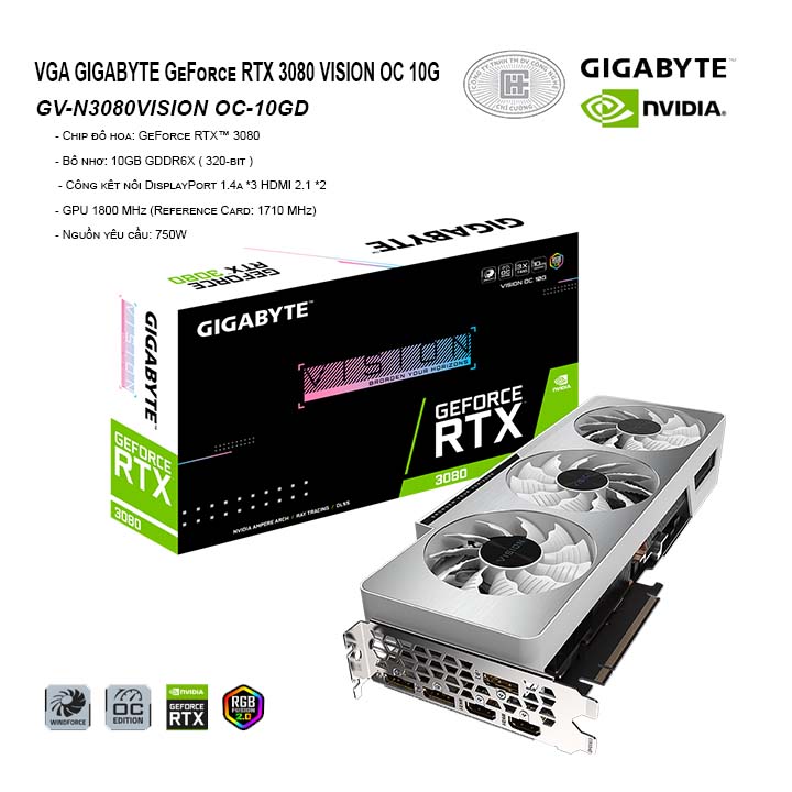 VGA GIGABYTE GeForce RTX 3080 VISION OC 10G (GV-N3080VISION OC-10GD)