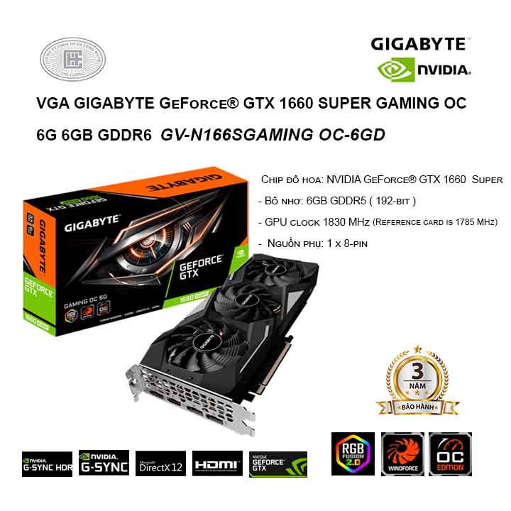 VGA Gigabyte GeForce GTX 1660 Super Gaming OC 6G GDDR6 (GV-N166SGAMING OC-6GD)