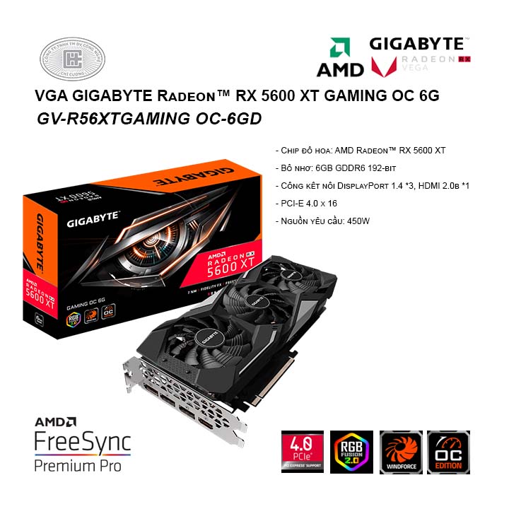 VGA GIGABYTE Radeon RX 5600 XT GAMING OC 6G ( GV-R56XTGAMING OC-6GD )