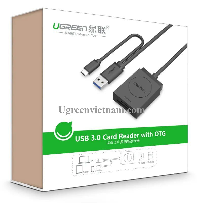 Đầu đọc thẻ USB 3.0 đến TF + SD Màu đen ABS 20203