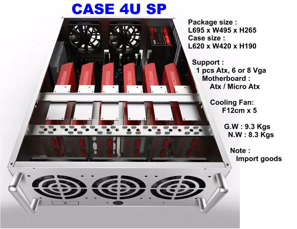 Thùng case chuyên Bitcoin - hỗ trợ 6 VGA