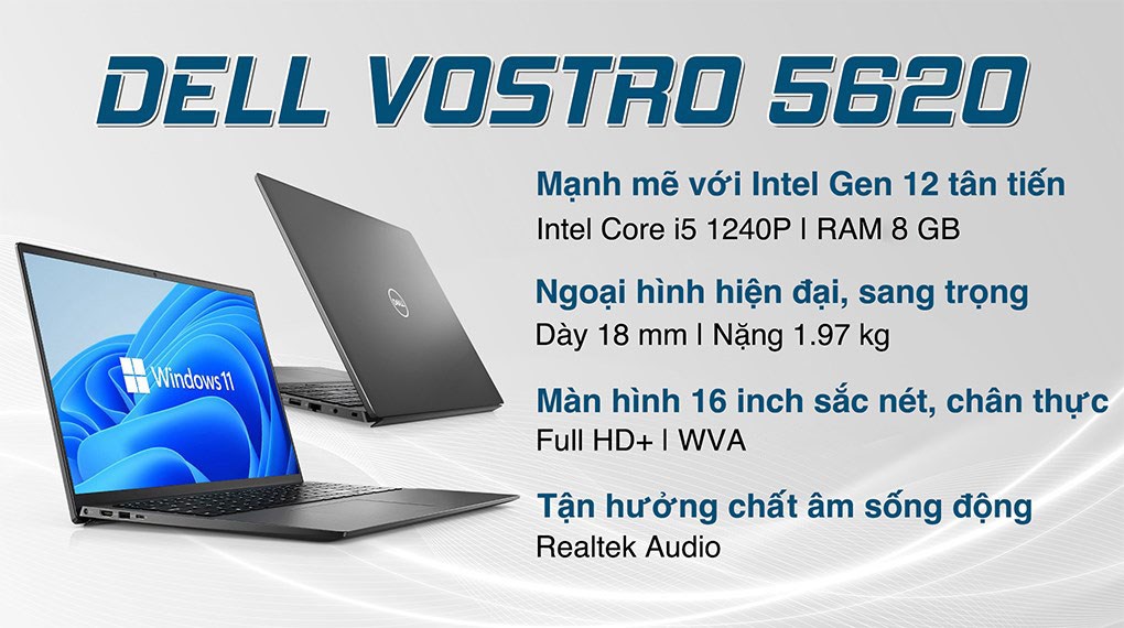 Laptop Dell Vostro 5620-70296963 (i5-1240P/RAM 8GB/512GB SSD/ Windows 11 + Office)
