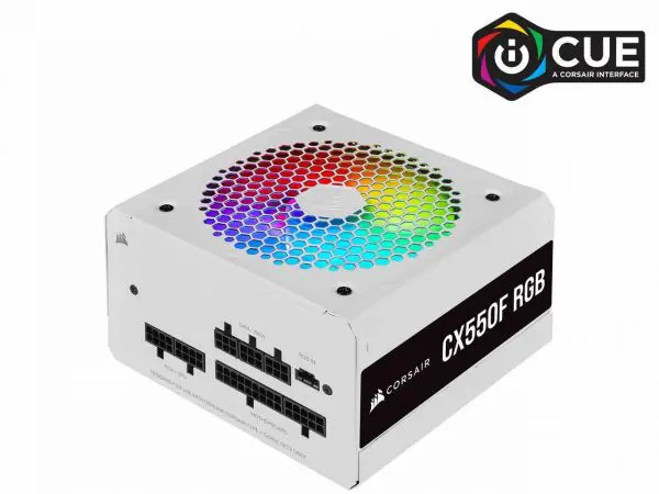 Nguồn Corsair CX550F RGB White Full Modul – 80 Plus Bronze (CP-9020225-NA)