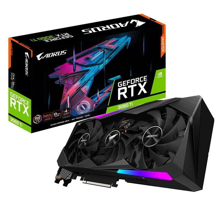 VGA Gigabyte RTX 3060Ti 8G GDDR6 Aorus Master (GV-N306TAORUS M-8GD)