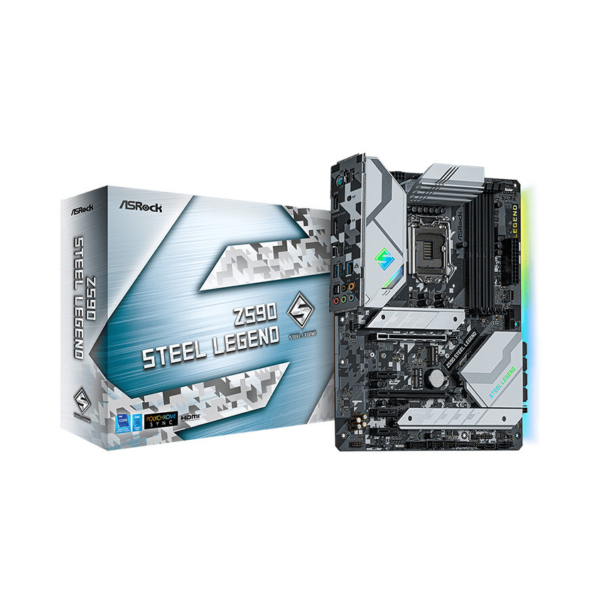 Mainboard ASROCK Z590 STEEL LEGEND (Intel Z590, Socket 1200, ATX, 4 khe Ram DDR4)