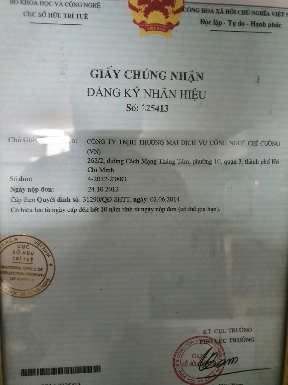 CHỨNG NHẬN NHÃN HIỆU