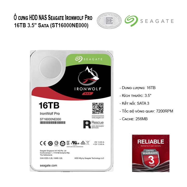 Ổ cứng HDD Seagate IRONWOLF PRO 16TB 3.5