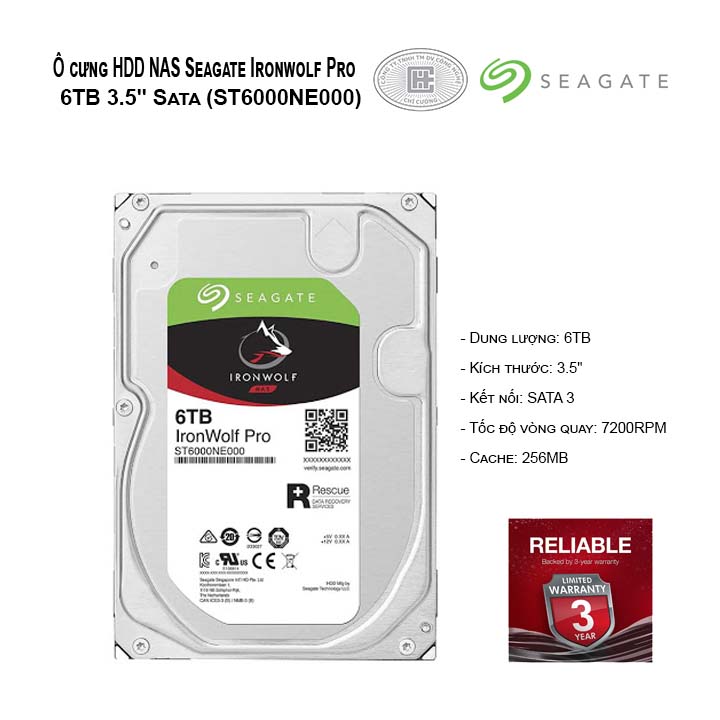 Ổ cứng HDD Seagate IRONWOLF PRO 6TB 3.5
