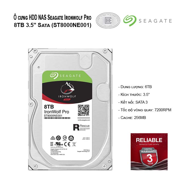 Ổ cứng HDD Seagate IRONWOLF PRO 8TB 3.5