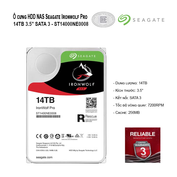 Ổ cứng HDD Seagate Ironwolf Pro 14TB 3.5