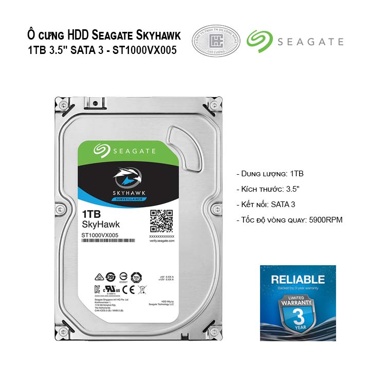 Ổ cứng HDD Seagate Skyhawk 1TB 3.5