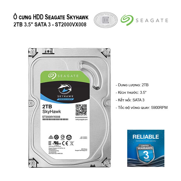 Ổ cứng HDD Seagate Skyhawk 2TB 3.5