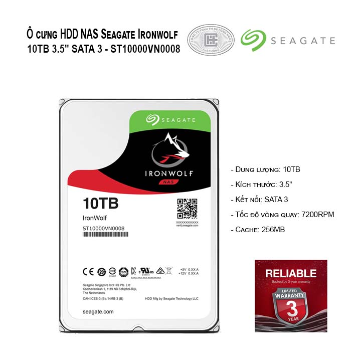 Ổ cứng HDD NAS Seagate IRONWOLF 10TB 3.5