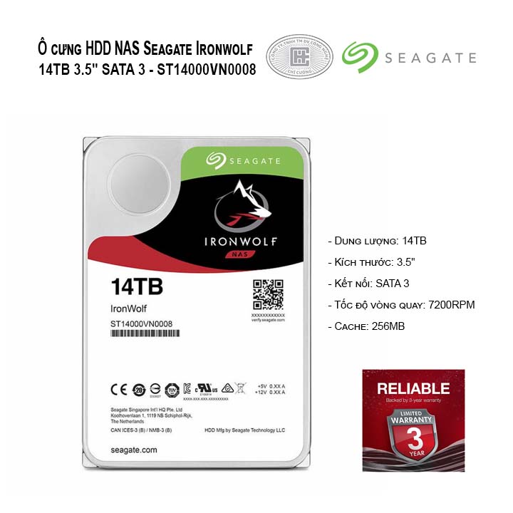 Ổ cứng HDD NAS Seagate Ironwolf 14TB 3.5