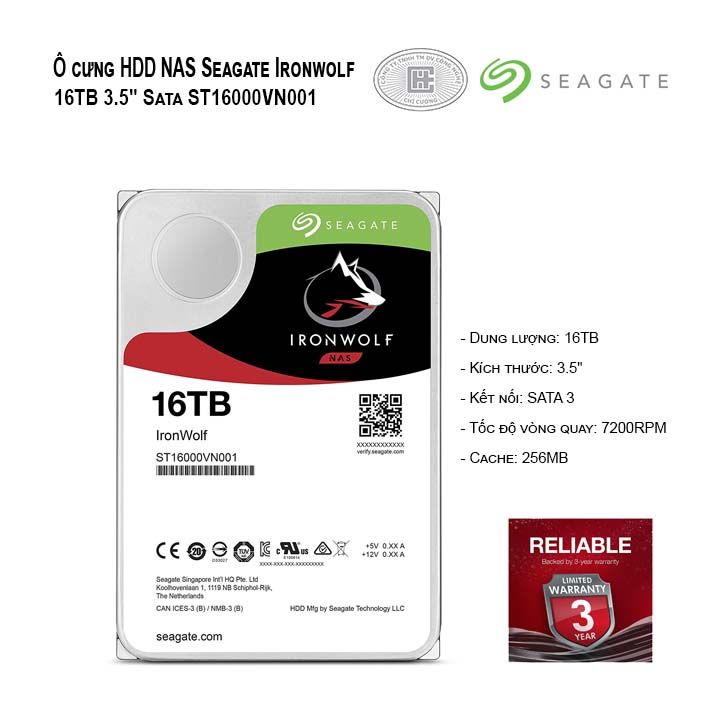 Ổ cứng HDD Seagate IRONWOLF 16TB 3.5