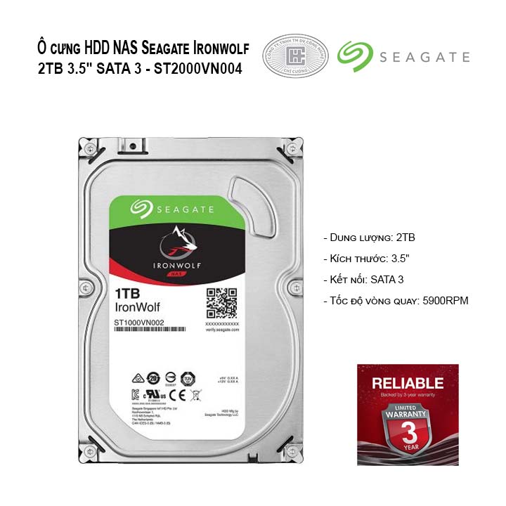 Ổ cứng HDD NAS Seagate Ironwolf 2TB 3.5
