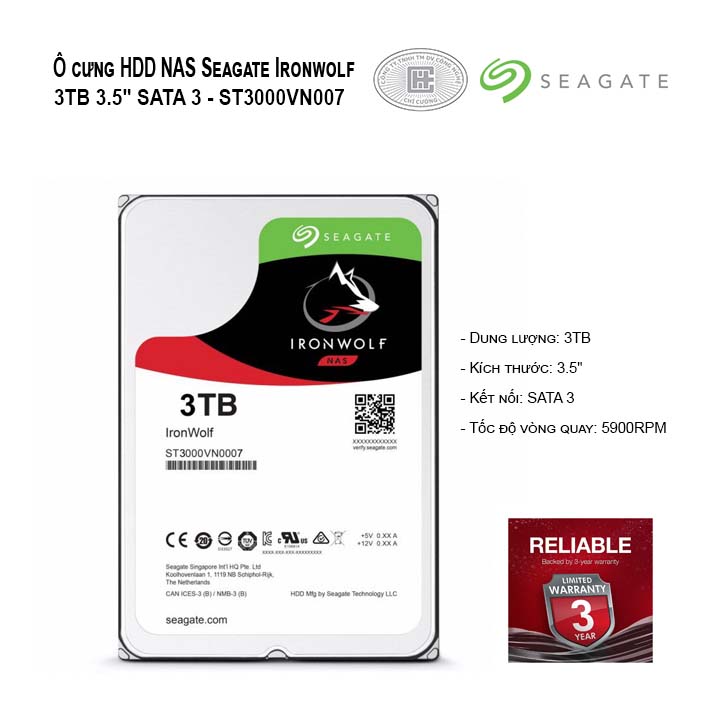 Ổ cứng HDD NAS Seagate Ironwolf 3TB 3.5