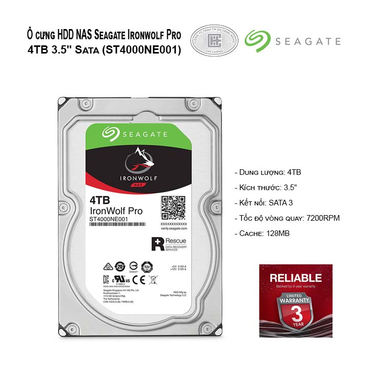 Ổ cứng HDD NAS Seagate Ironwolf Pro 4TB 3.5