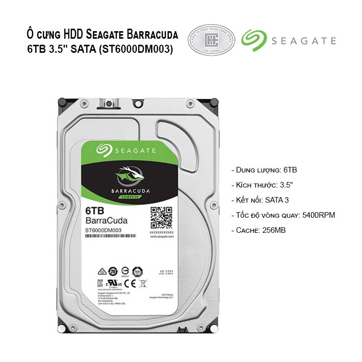 Ổ cứng HDD PC Seagate Barracuda 6TB 3.5
