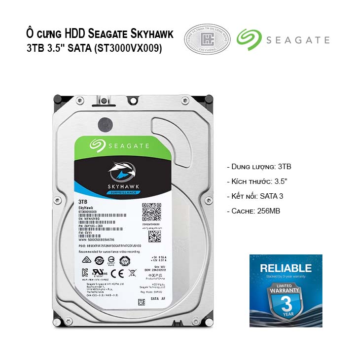 Ổ cứng HDD Seagate Skyhawk 3TB 3.5