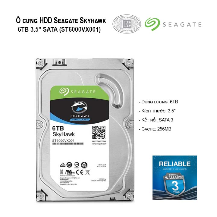 Ổ cứng HDD Seagate Skyhawk 6TB 3.5