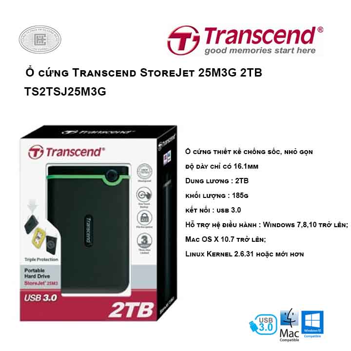Ổ cứng Transcend StoreJet 25M3G 2TB TS2TSJ25M3G