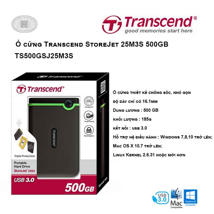 Ổ cứng Transcend StoreJet 25M3S 500GB TS500GSJ25M3S