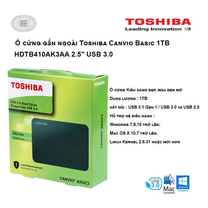 Ổ cứng di động Toshiba Canvio Basic 1TB 2.5