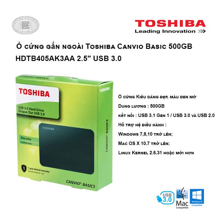 Ổ cứng di động Toshiba Canvio Basic 500GB 2.5
