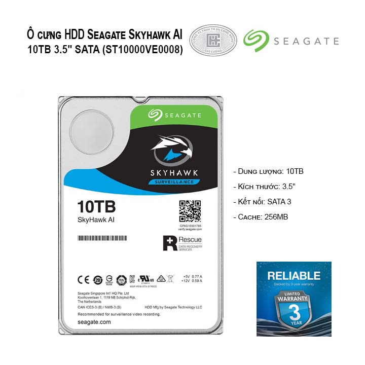 ổ cứng HDD Seagate Skyhawk AI 10TB 3.5