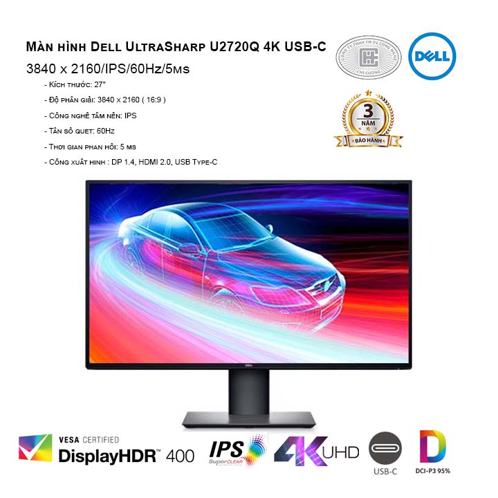 Màn hình Dell UltraSharp U2720Q 4K USB-C (3840 x 2160/IPS/60Hz/5ms) (mới về) | Công ty uy tín tại HCM Màn hình Dell UltraSharp U2720Q 4K USB-C (3840 x 2160/IPS/60Hz/5ms) (mới về) | Công ty uy tín tại HCM