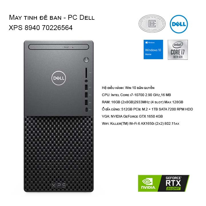 Máy tính để bàn - PC Dell XPS 8940 70226564 | Công ty uy tín tại HCM Máy tính để bàn - PC Dell XPS 8940 70226564 | Công ty uy tín tại HCM