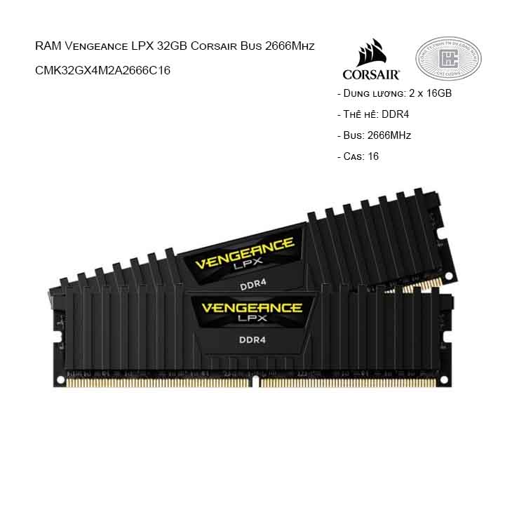 RAM desktop CORSAIR Vengeance LPX CMK32GX4M2A2666C16 2x16GB DDR4 2666MHz Cong ty uy tin t i T.p HCM