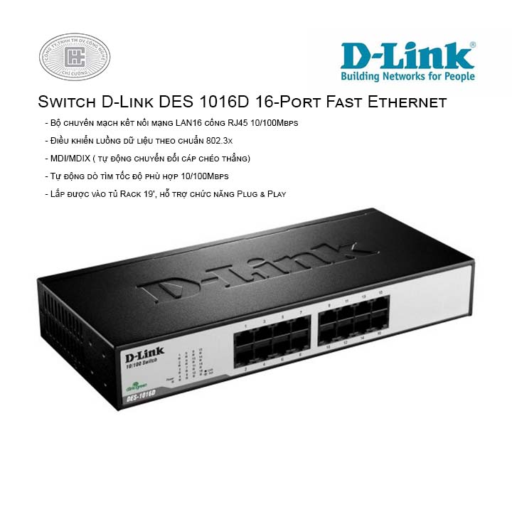 Switch D-Link DES 1016D 16‑Port Fast Ethernet (Vỏ sắt) | Công ty uy tín ...