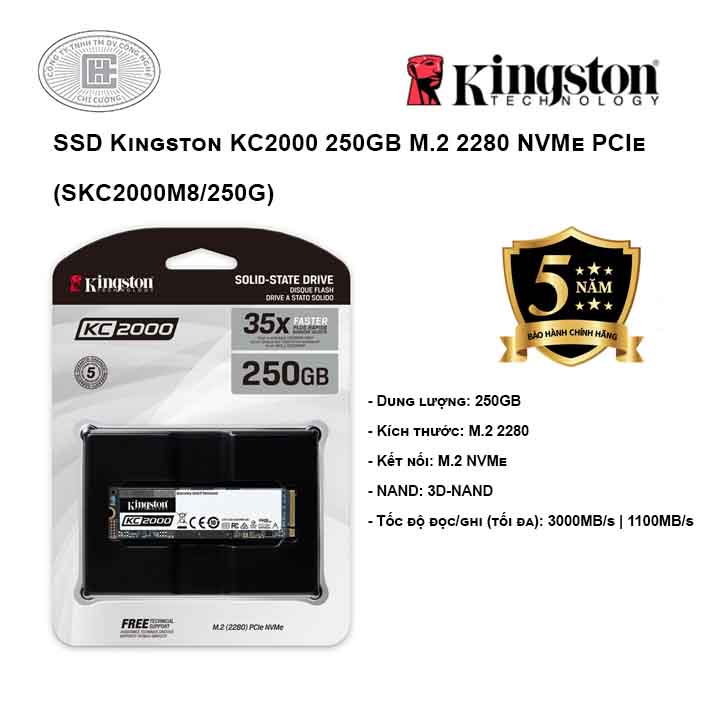 SSD Kingston KC2000 250GB M.2 2280 NVMe PCIe SKC2000M8 250G Cong ty uy tin t i T.p HCM